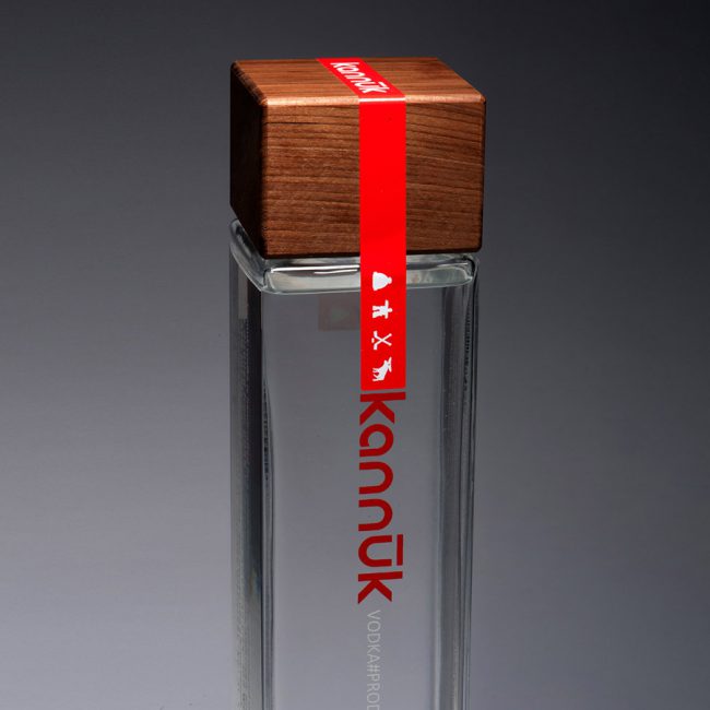 a bottle of kannuk vodka sits on a
