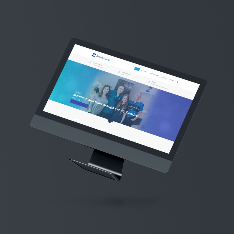 Computer Screen showing Zelsman Dental home page